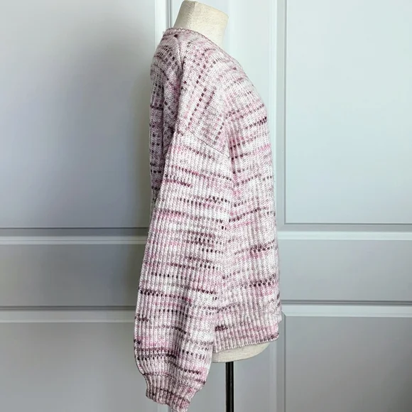 Splendid Sweater Wool Blend Chunky Knit Space Dye Oversized Black Cherry M NWT - Picture 5 of 10